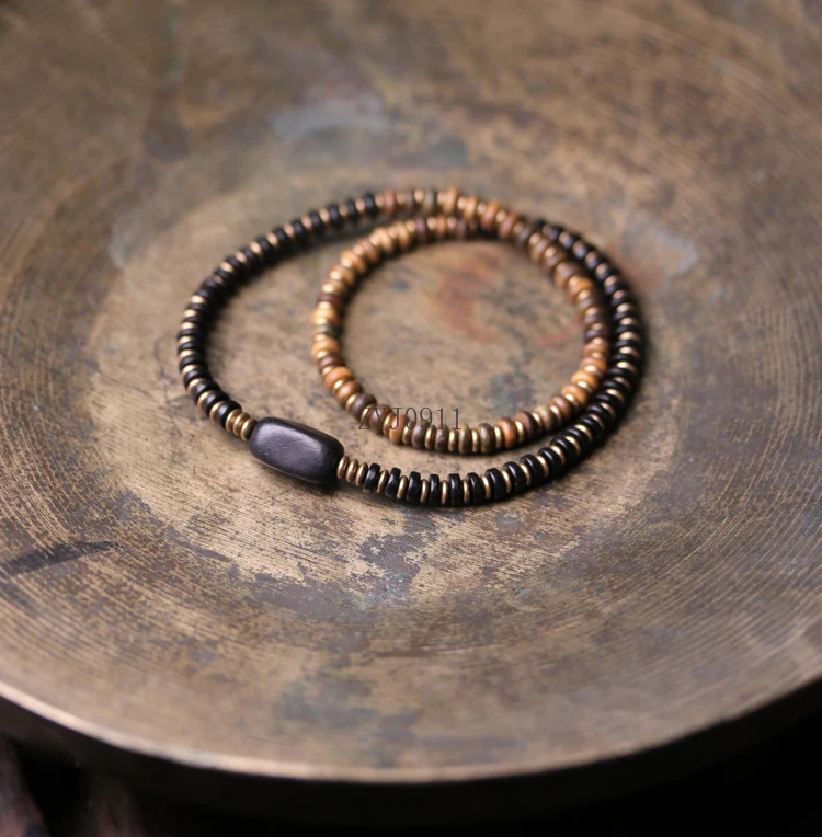 Медные и деревянные бусины, смешанный дизайн, браслет из черного сандалового дерева, модные украшения для рук, деревянный браслет, мужские и женские модели