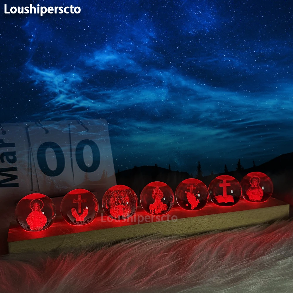 7 Core Memories Lamp, Ice Cracked Balls Core Memory Lamp,3D Crystal Night Light Sleep Lamp Decorative USB Lights,40mm Healing Sphere Balls Decorative USB Lights,7 Chakra Lamp with Stand
