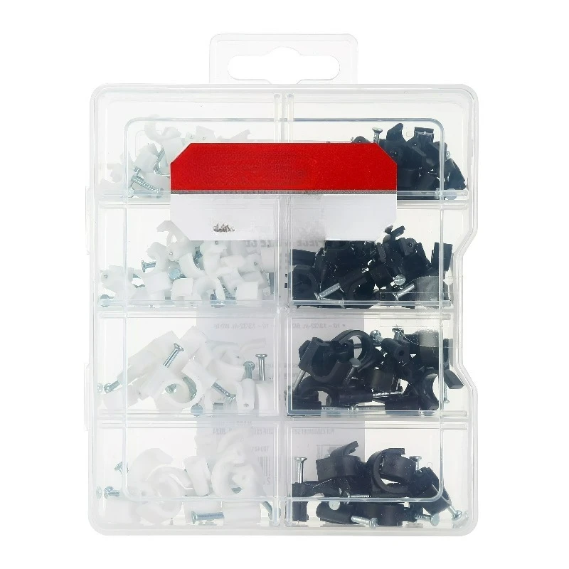 134-Piece Polypropylene Cable Clip Set for Wood and Masonry