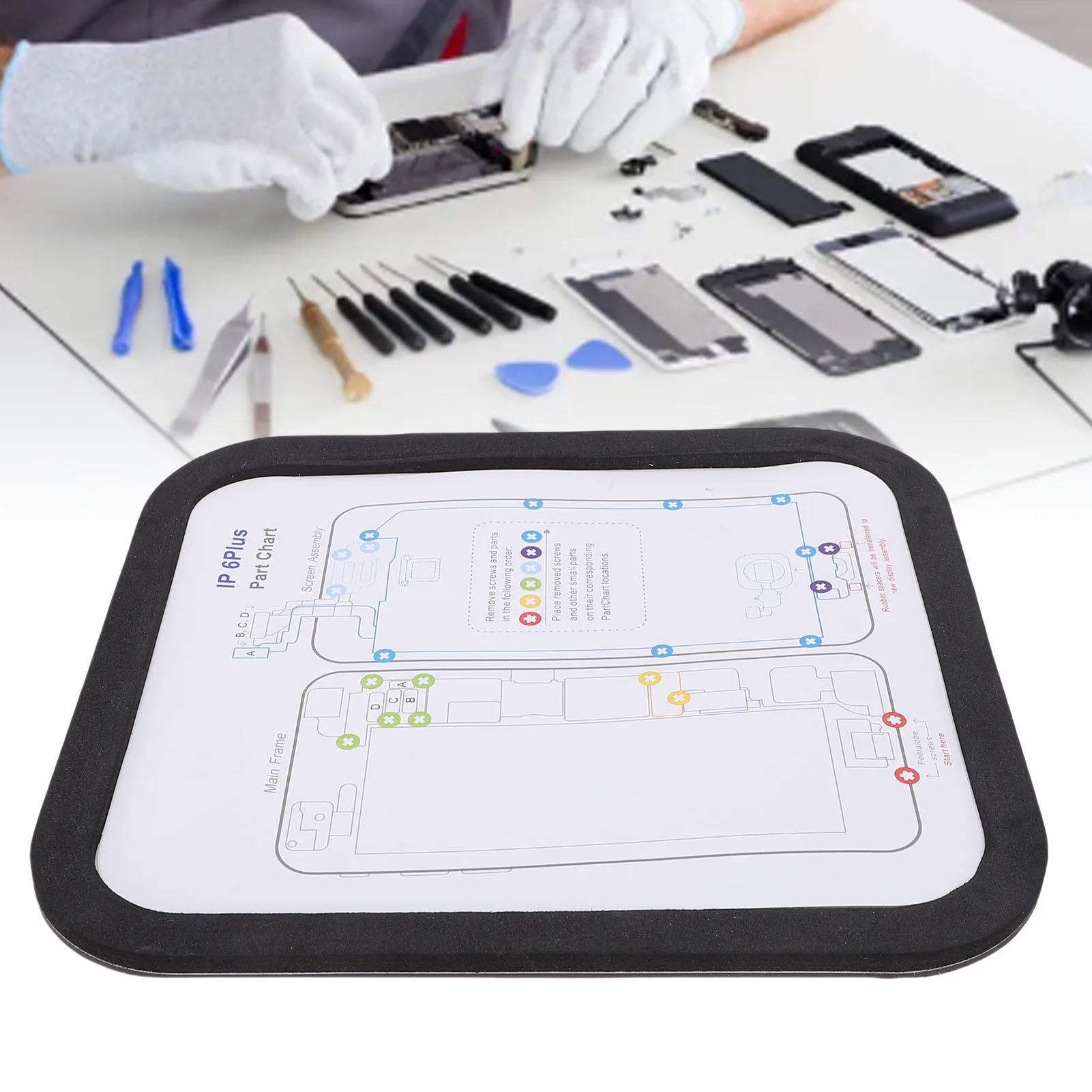

35 in 1 Magnetic Screw Position Memory Pad Set Rubber Magnetic Screw Mat Organizer w/ Phone Repair Guide Assembly Assistant Tool