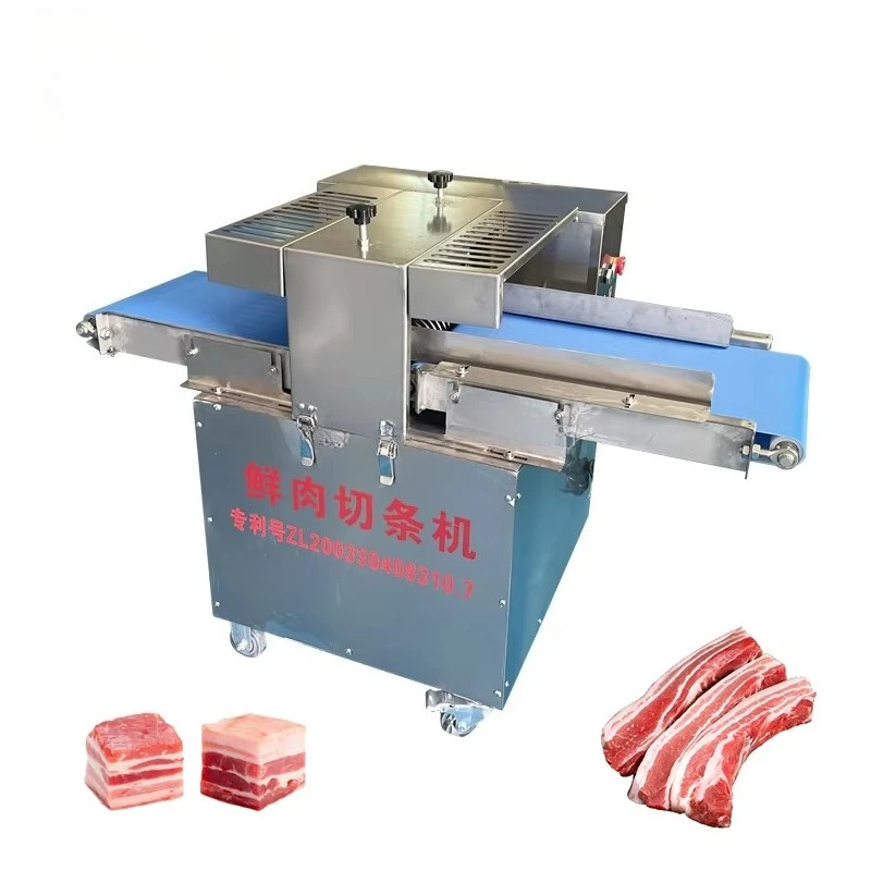 Automatic Electric Cube and Strip Cutting Machine Fresh Meat Slicing Product Making Machinery
