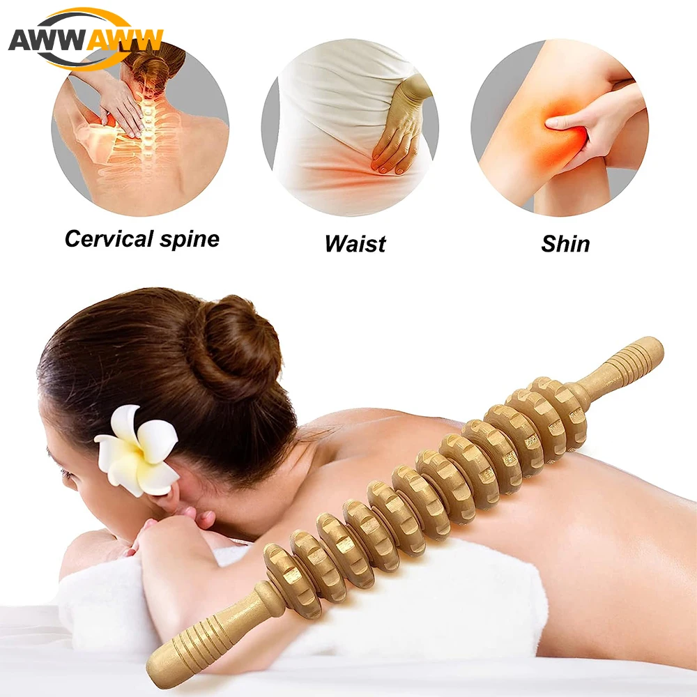 

Long 12 Rollers Wooden Massager Handheld Roller Stick for Fascia, Cellulite, Body Therapy Massager, Muscle Belly Relief Pain