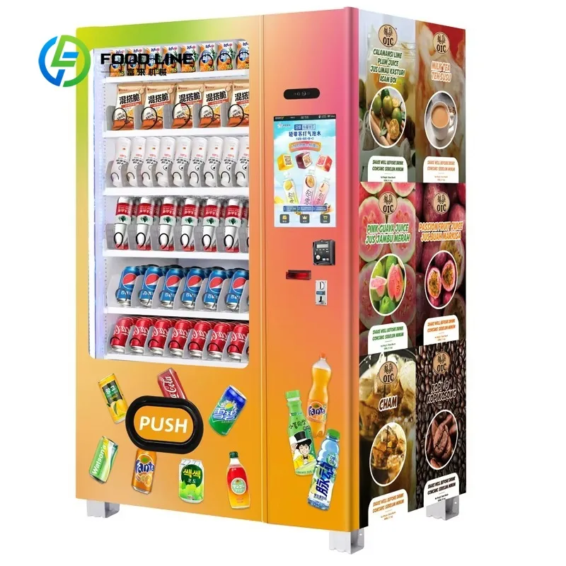 Customized size Food Fruits Sweets and Beverages Smart Refrigerator Vending Machine for Sale