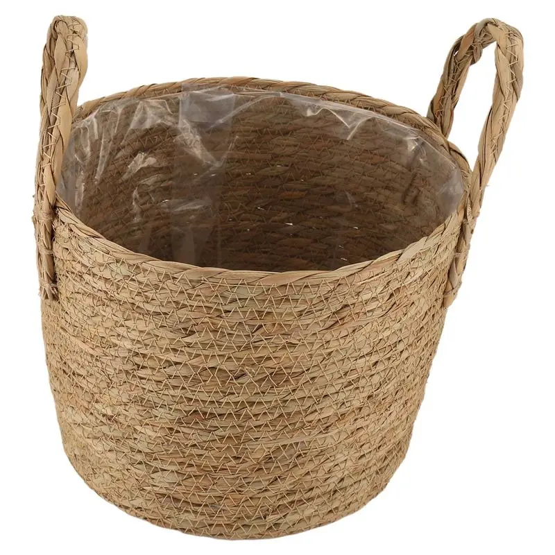 

A93Z 1 шт. Корзина-кашпо из морской травы, плетеный контейнер для растений, ваза, плетеное ведро для мусора
