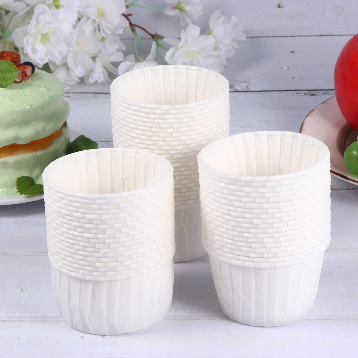 

60 PCS Cake Cups Cupcake Wrappers Mini Cases Crimping Cupcakes Greaseproof Paper Muffin Baking Supplies