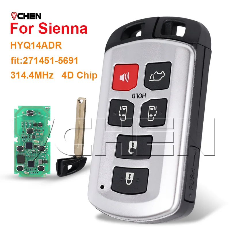 Smart Remote HYQ14ADR For Toyota Sienna 2011 2012 2013 2014 2015 2016 2017 2018 2019 271451-5691 314.3MHz 4D Keyless Car Key Fob