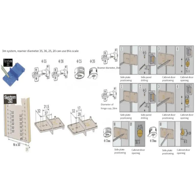 Hinge Hole Drilling Guide Woodworking Punch Opener Locator Hinge Opening Locator Template Drilling Woodworking Hand Tool Sets