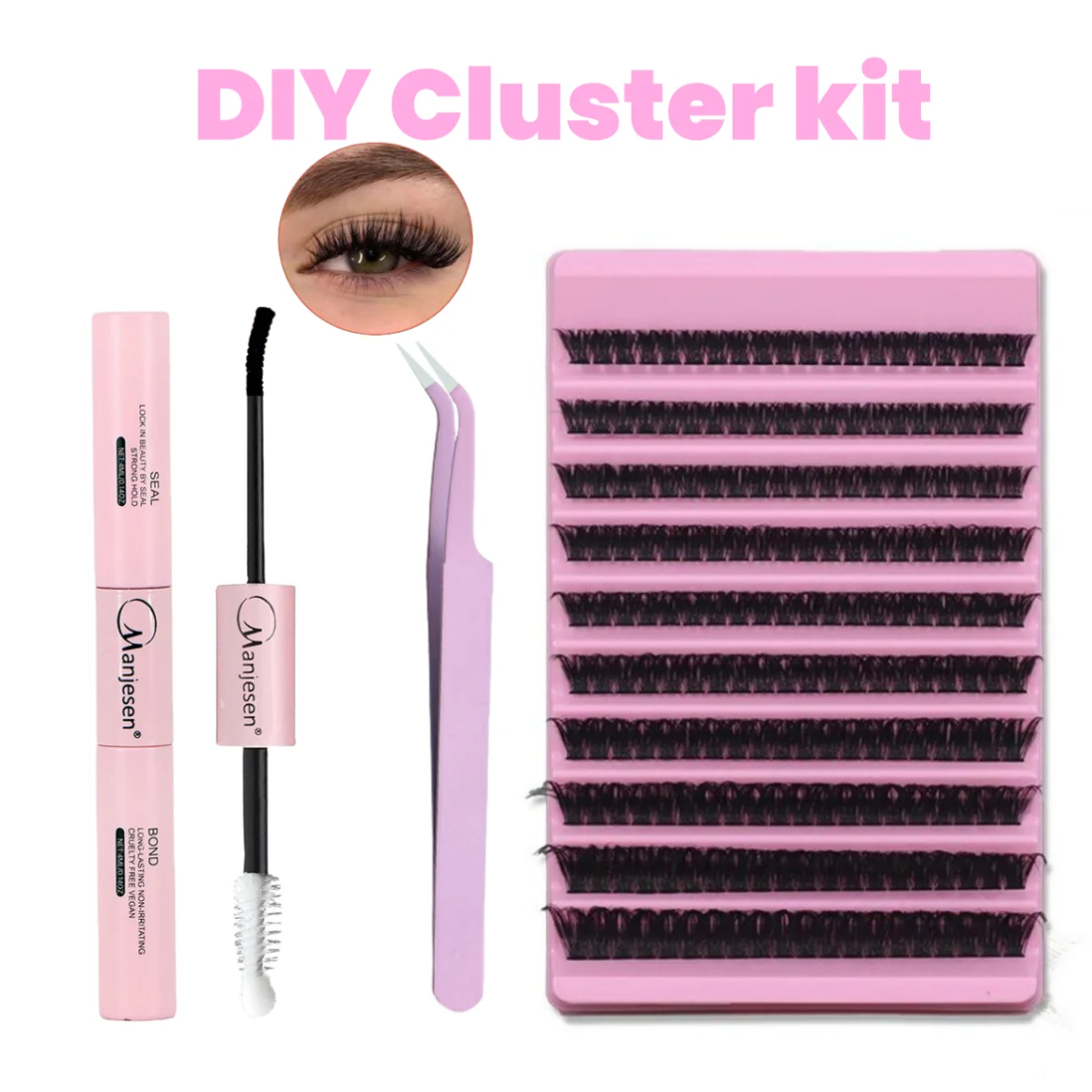 MJ DIY Lashes Extension kit Eyelashes 200 PCS Clusters Lash Bond and Seal Makeup tools for gluing Lashes Gluing Glue Accessories