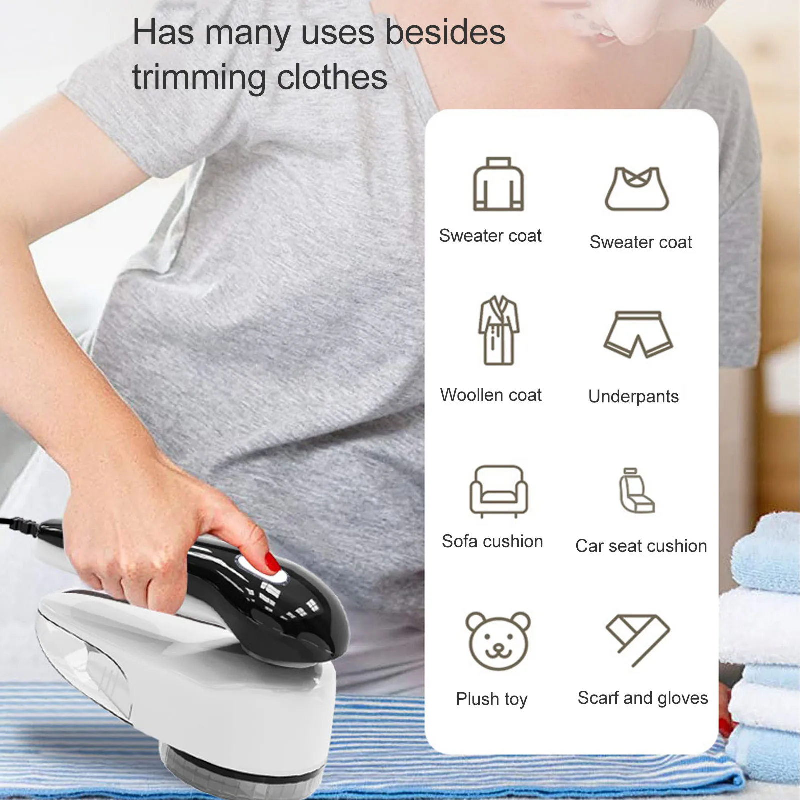 Electric Lint Remover In Line Power Supply Fabric Defuzzer for Clothes Cushions Toys EU Plug 220V
