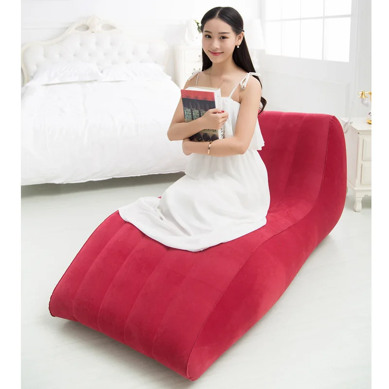Oversized Inflatable Sofa Bed Flocking S Shape Lounge Chair for Lazy Relaxation