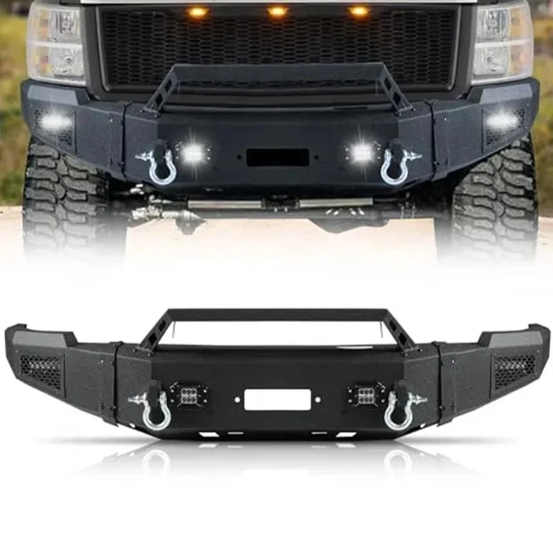 Powder Coated Steel Bull Bar Front Bumper Fit Ram 2500 3500 Tundra Tacoma F150 Heavy Duty Offroad Accessories