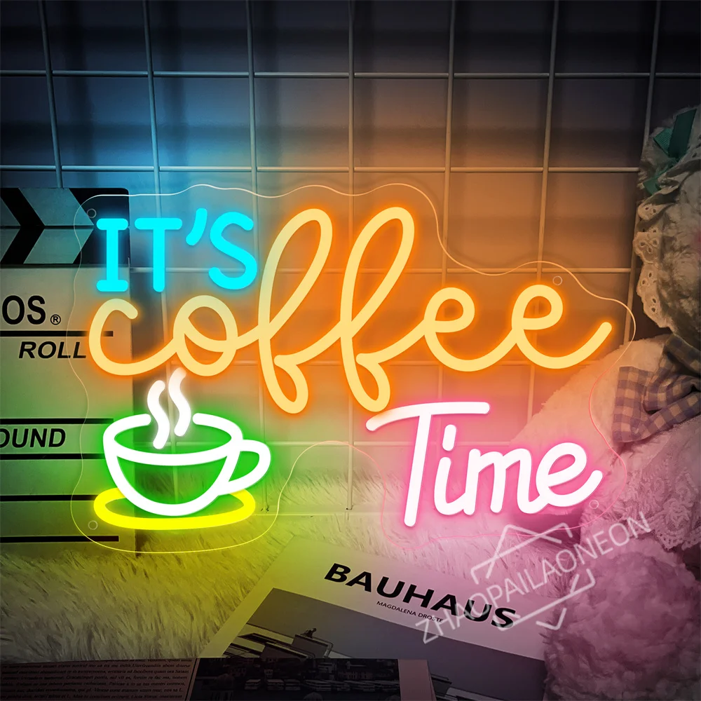 

It's Coffee Time Neon Sign coffee Bar Decoration LED Neon Coffee Logo Coffee Bar Accessories Restaurant Bar Art Party Decor