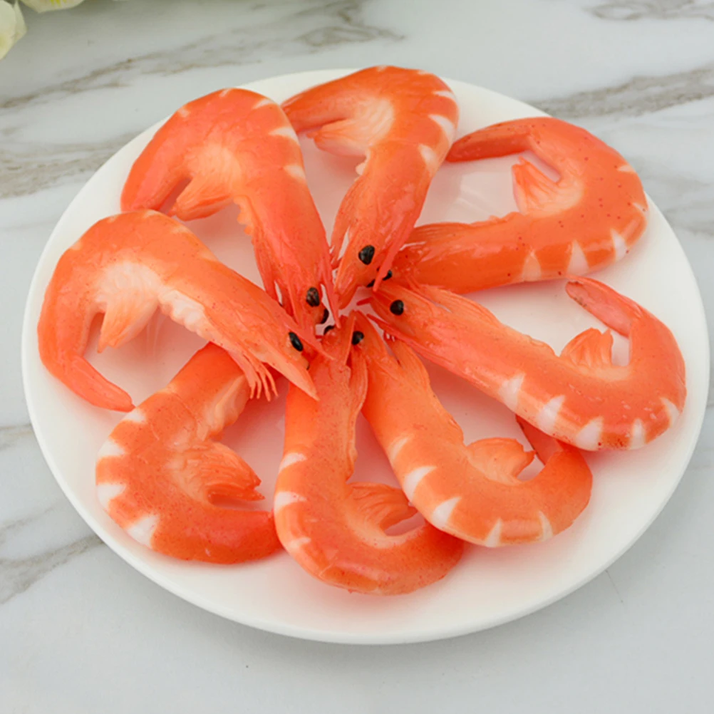 

5 Pcs Simulated Shrimp Props Model Plastic Toy Fake Red Shrimps for Kids Finger Child