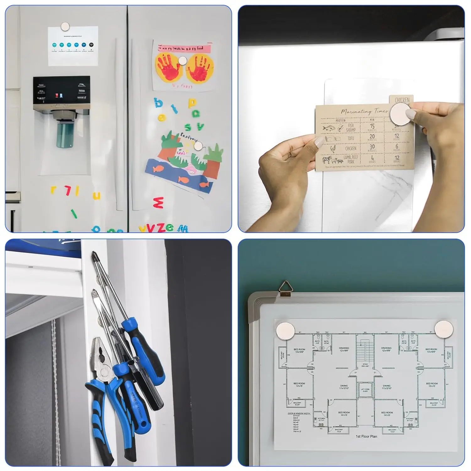 Hochleistungs-Neodym-Rundmagnet 25 x 2/25 x 3/30 x 2/30 x 3 mm, ideal für Kühlschrankdekoration, Heimwerkerhandwerk, Taschenzubehör und Whiteboard – Detail 7