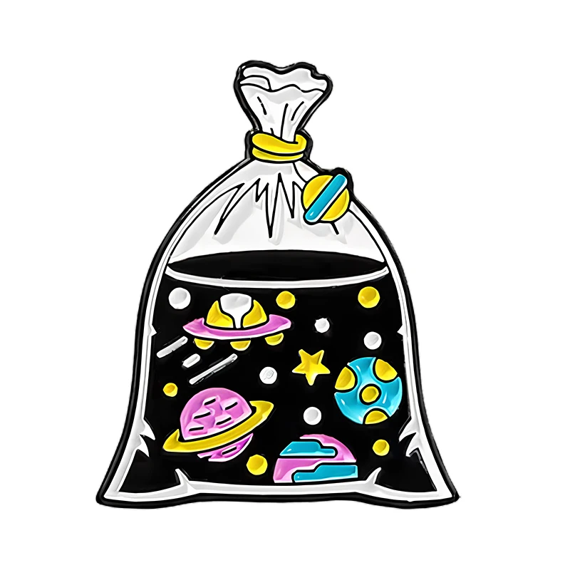 Cartoon Space View Teapot TV Pins 4-design Cute Enamel Planet Star Fridge Metal Pin For Backpack Denim Jacket Lapel Brooch Badge