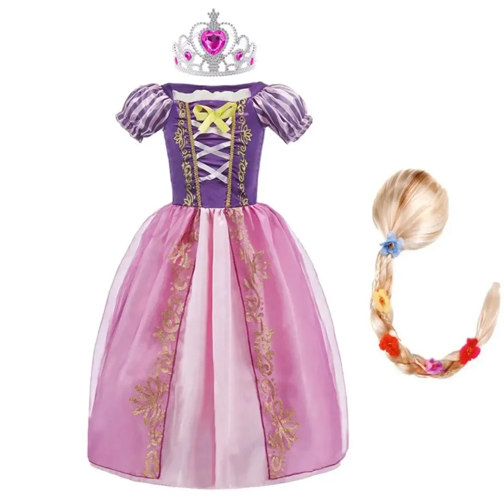 

Girls Rapunzel Costume Kids Summer Tangled Fancy Cosplay Princess Dress Children Birthday Carnival Halloween Party Clothes 2-8T