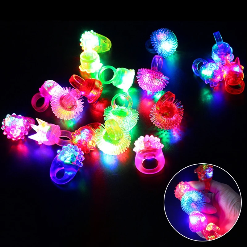 5/10/20/50pc Glowing Ring Luminous Rings Finger Light Slingshot  Glow in The Dark Wedding Party Supplies Funny Rubber Toy Ring