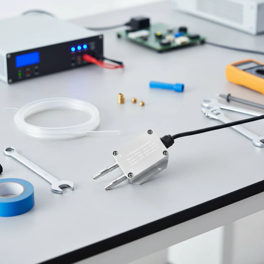 

1pc 4-20mA Differential Pressure Transmitter Sensors Wind Pressure Transmitter Pagoda-shaped Dual-nozzle For Pressure Measuring