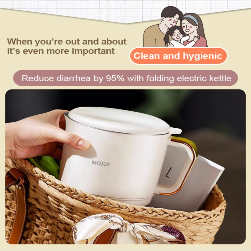 Portable Folding Electric Kettle Small Mini Travel Stainless Steel Electric Water Cup Multifunctional Handheld Electric Kettle