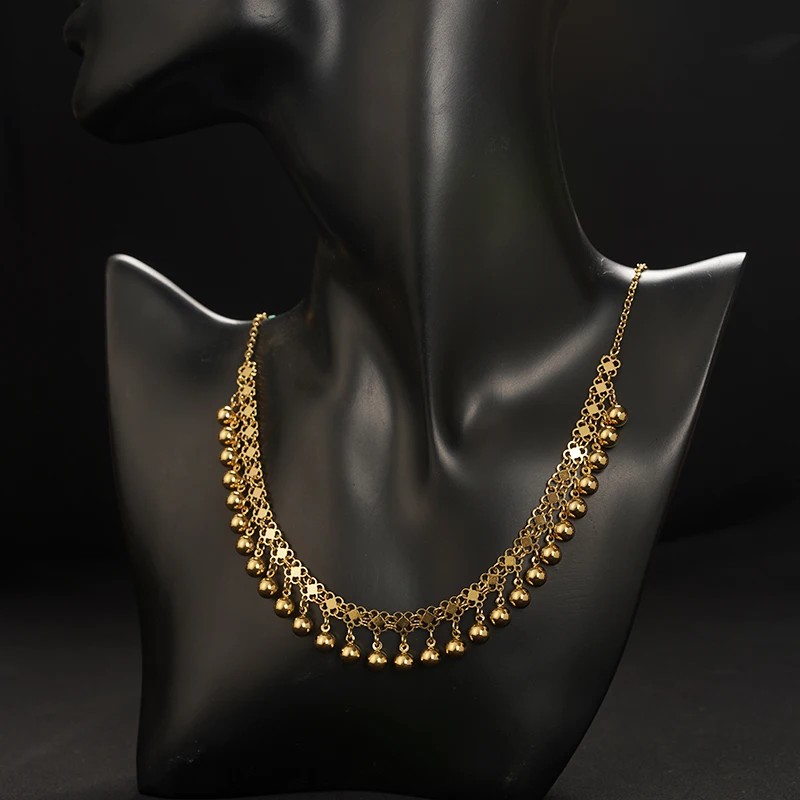 Ensemble de bijoux de mariage arabe turc, collier à pampilles, ensemble de boucles d'oreilles, bijoux du moyen-orient, cadeau pour femmes, bijoux plaqués or