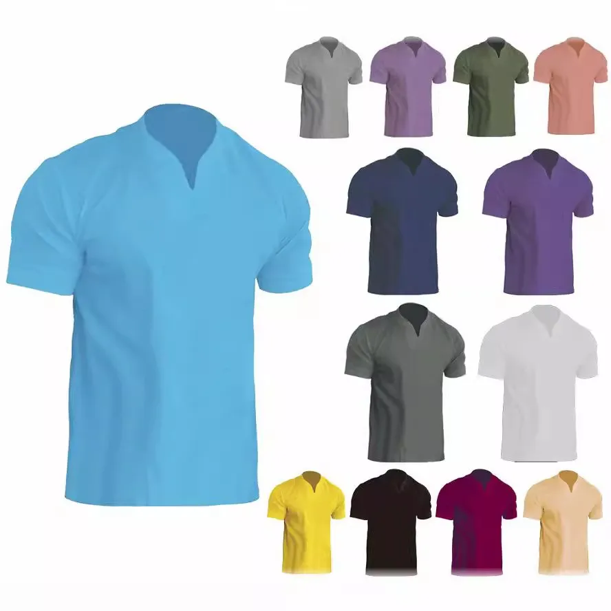 Short Sleeve T Shirts V Neck Fitted with Short Sleeves Pique Stitch Summer Embroidered Detail Patchwork Spring T Shirts for Men