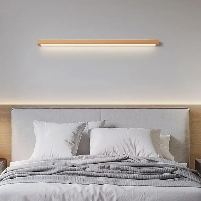 

2025 Nordic Wood LED Wall Lamp Dimming Atmosphere Lighting Fixtures Dropshipping For Bedside Stairs Parlor Aisle 60/80/100/120cm