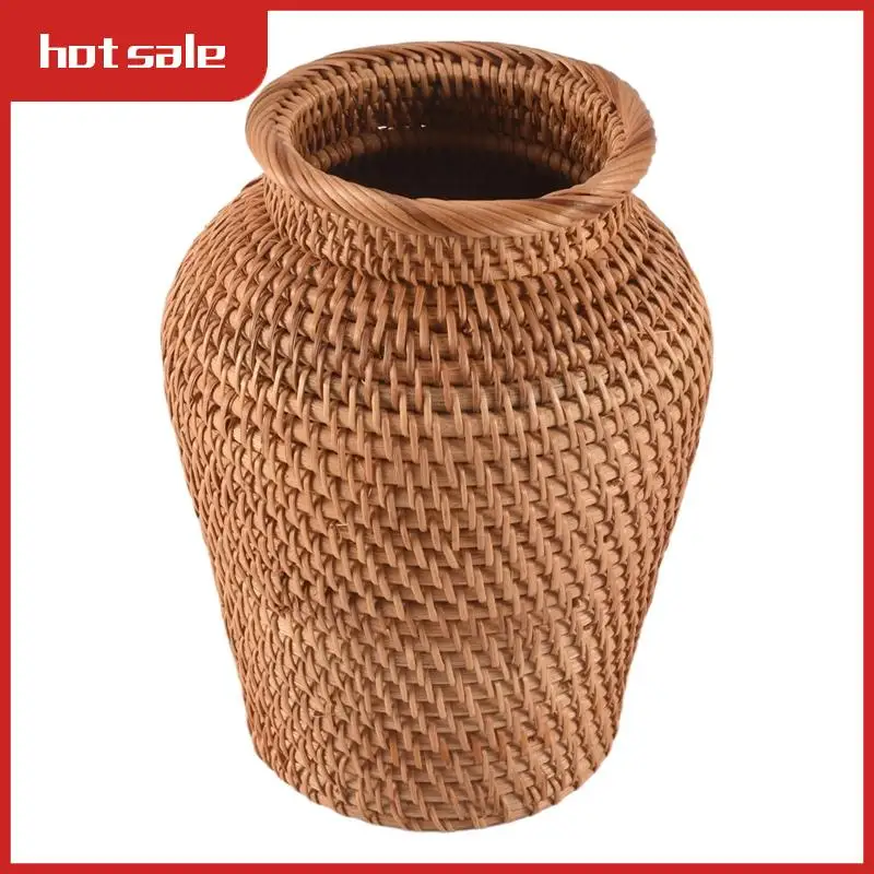 

A74P-Wicker Basket Rattan Hanging Flowerpot Flowerpot Flower Basket Storage Basket Wicker Vase Rustic Woven Flower Basket Pot