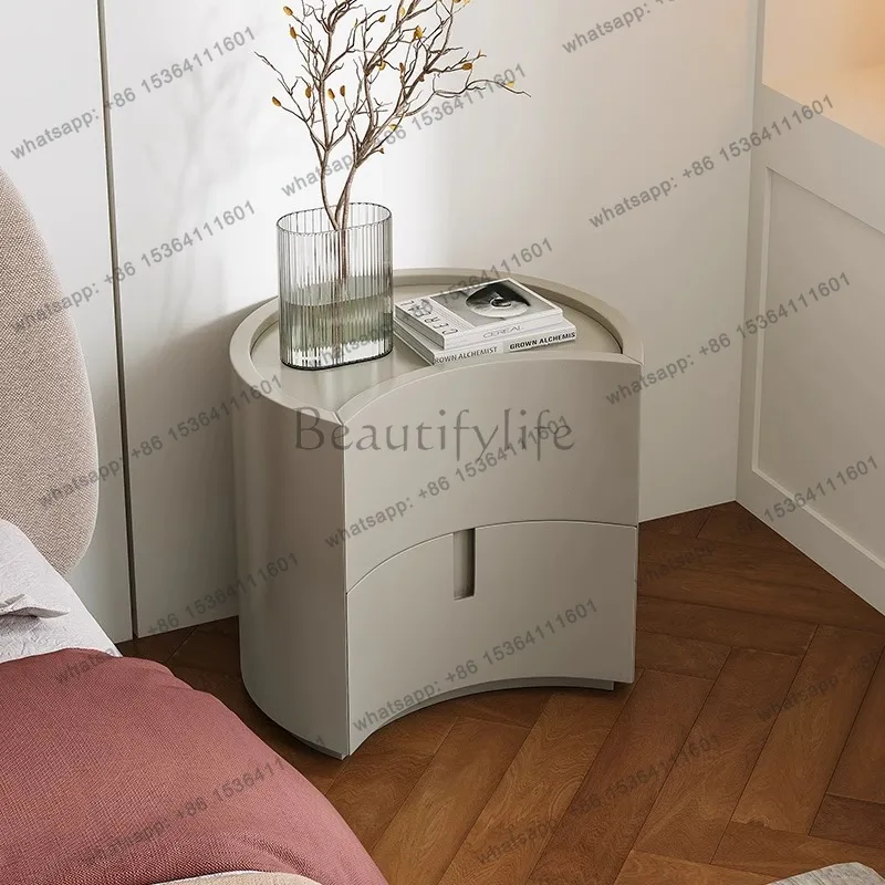 

Italian simple bedside crescent storage cabinet bedroom light luxury bedside table