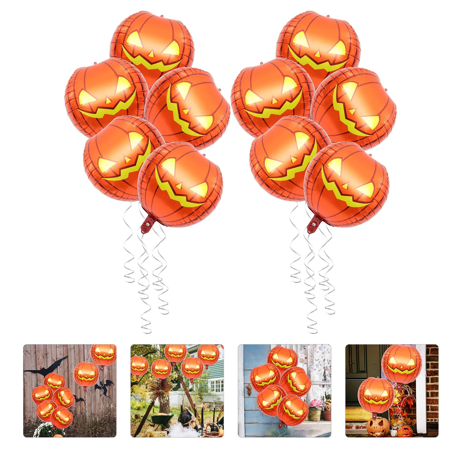 10Pcs Pumpkin Balloon Halloween Decorations Classic Inflatable Pumpkin Party Supplies Inflatable Halloween Balloons