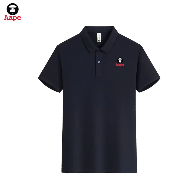Aape Brand Men's Short-Sleeved T-Shirt Featuring Spring/Summer Ape Emblem, Letter Print, Pure Color