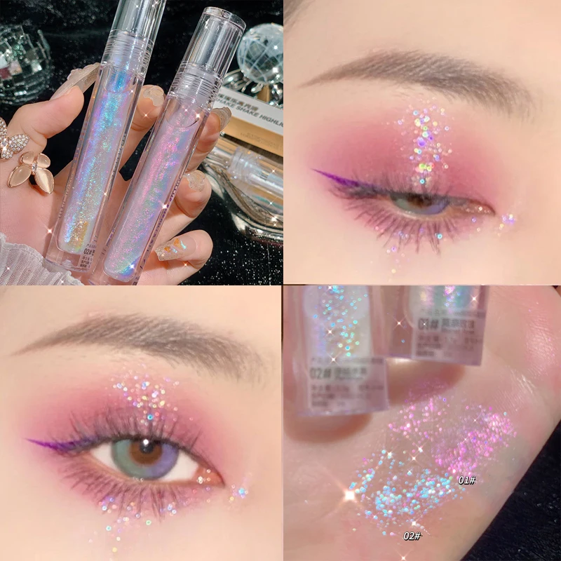 Water Light Diamond Glitter Liquid Eyeshadow Highlighter Polarized Liquid Eyeshadow Bright Lying Silkworm Lasting Eye Cosmetics