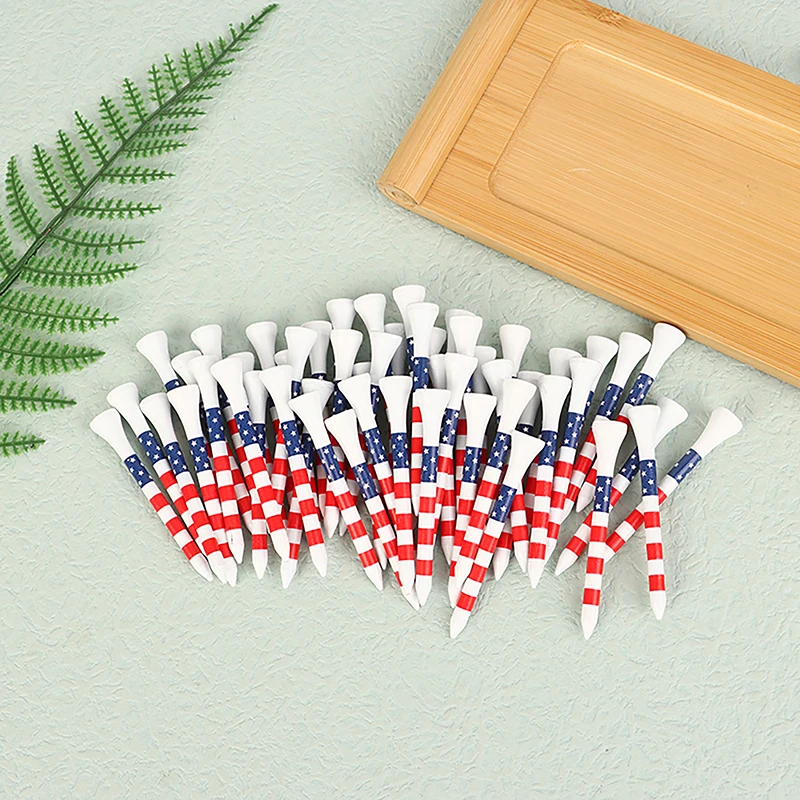 (الصيف6)50 قطعة 70/83 مللي متر طول العلم الأمريكي نمط دائم الخيزران جولف تيز كرة جولف حامل ممارسة الغولف تيز