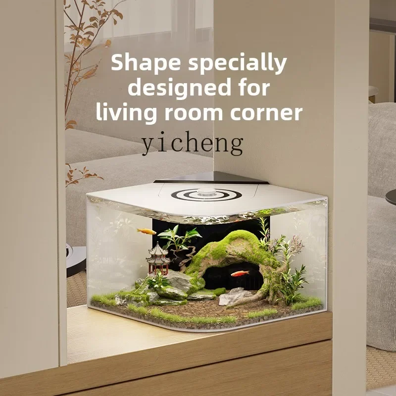 

H19- Small Living Room 2 Acrylic Desktop Light Luxury Premium Hot Bending Corner Corner Small Fish Tank