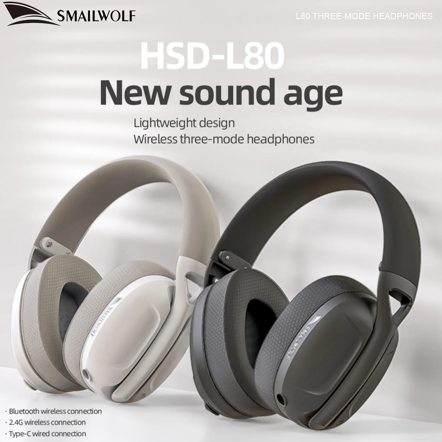 SMAIWOLF L80 Bluetooth wireless headset head-mounted three-mode e-sports laptop tablet game office learning lightweight