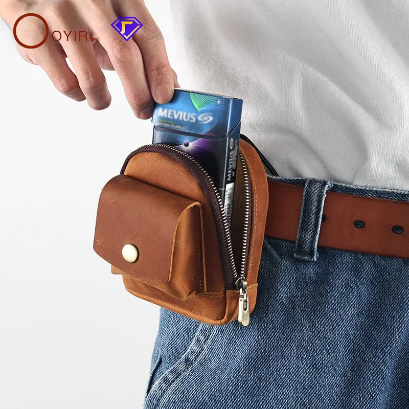 

2024, новый мужской кожаный уличный подвесной кошелек на талии, винтажная сумка для хранения монет, маленькая портативная сумка для активного отдыха