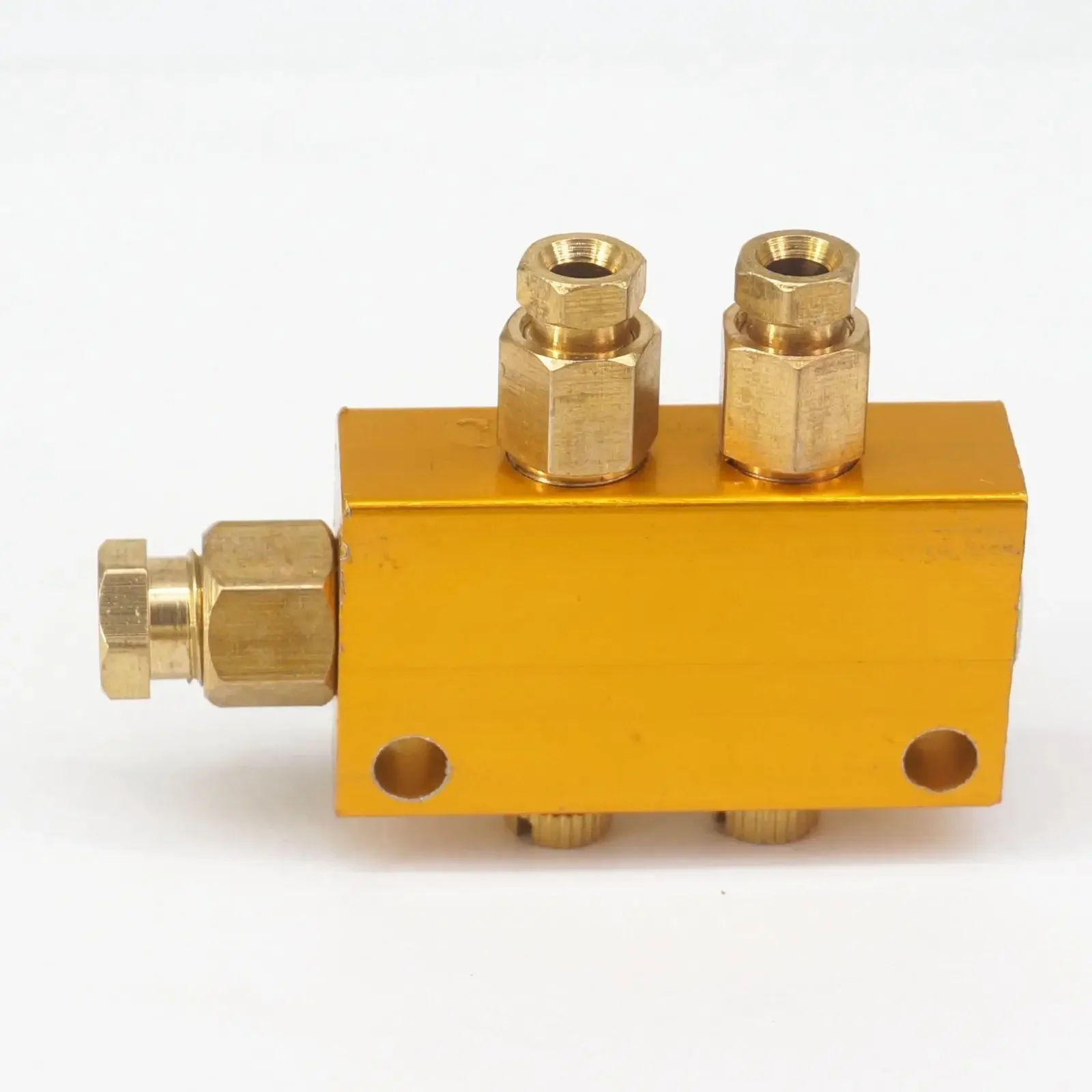 

Aluminum 2 Ways 6mm in 4mm Out Adjustable Lube Oil Piston Distributor Value Manifold Block for centralized lubrication system