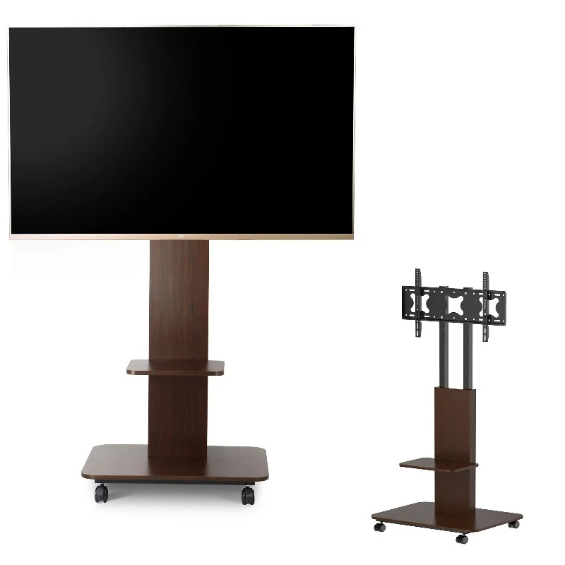 

Popular Wooden Floor Standing TV Trolley Removable Rolling TV Trolley, Wheeled Mobile Stand with 32" to 65" Screen
