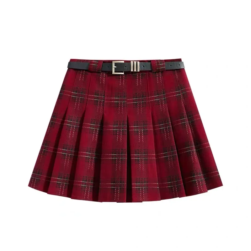 Pleated Skirt for Women 2024 Autumn and Winter New Fashion Stylish High Waisted Short Checked Skirts Temperament Short Skirts