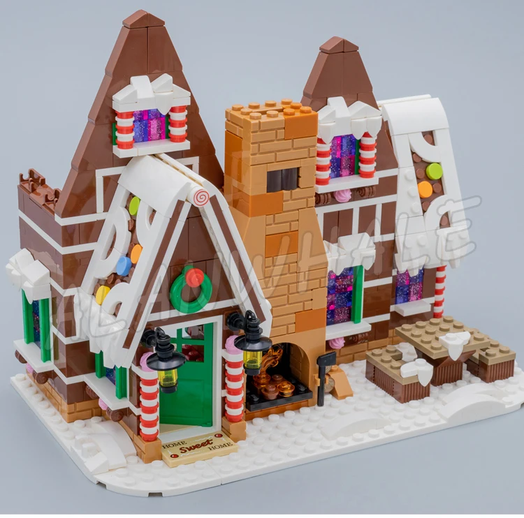 1628pcs Creative Expert Winter Village Gingerbread House Candy Buttons Chimney 78001 Building Blocks toy Compatible With Model