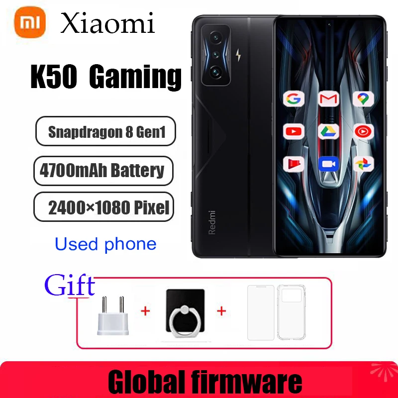 Global Firmware Xiaomi Redmi K50 Gaming 5G Smartphone Qualcomm Snapdragon 8 Gen1 64MP Side Fingerprint 6.67“120W Used Phone