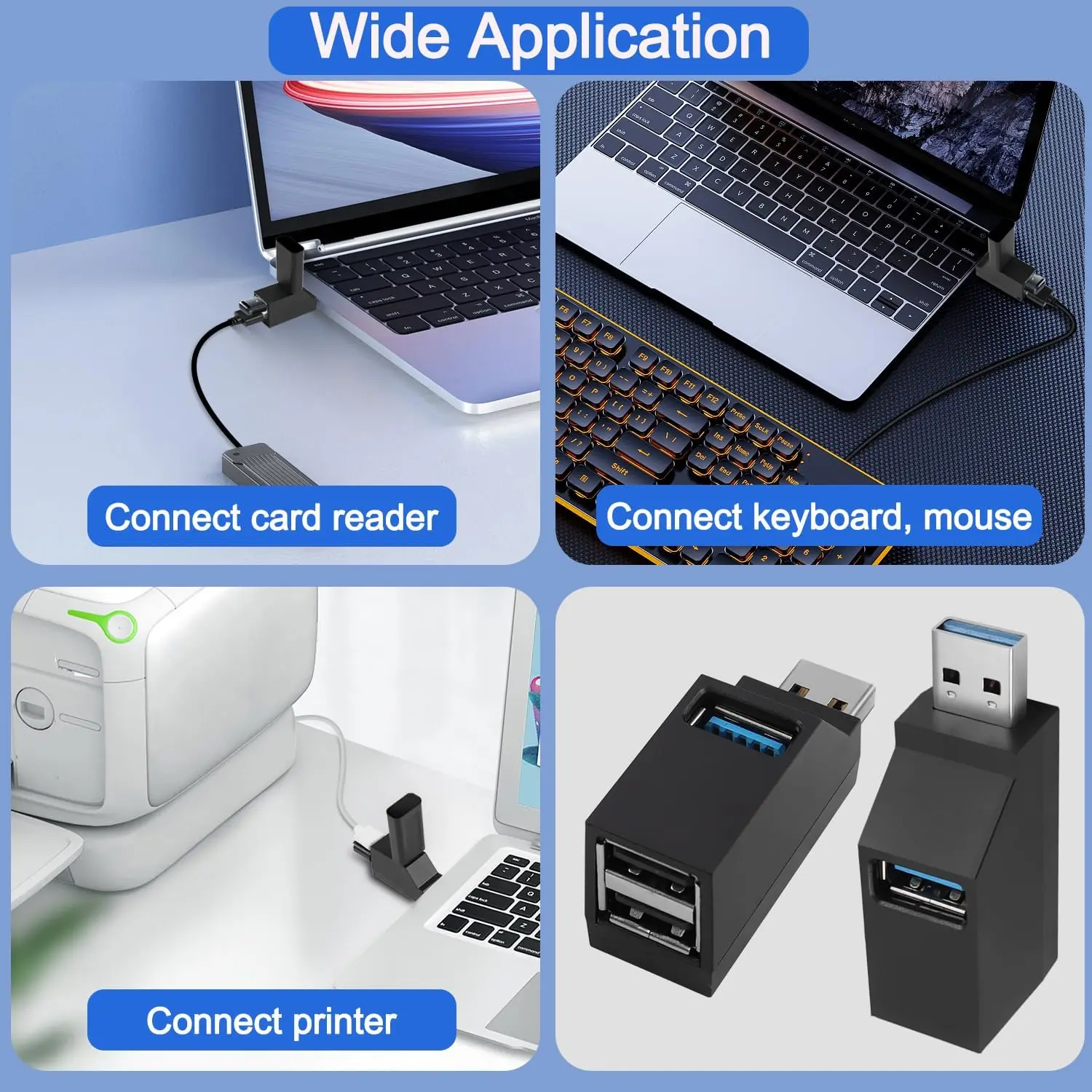 10PCS USB 3.0/2.0 High-Speed Hub Adapter Mini 3 Port Extender Splitter Box For PC Laptop Mobile Phone