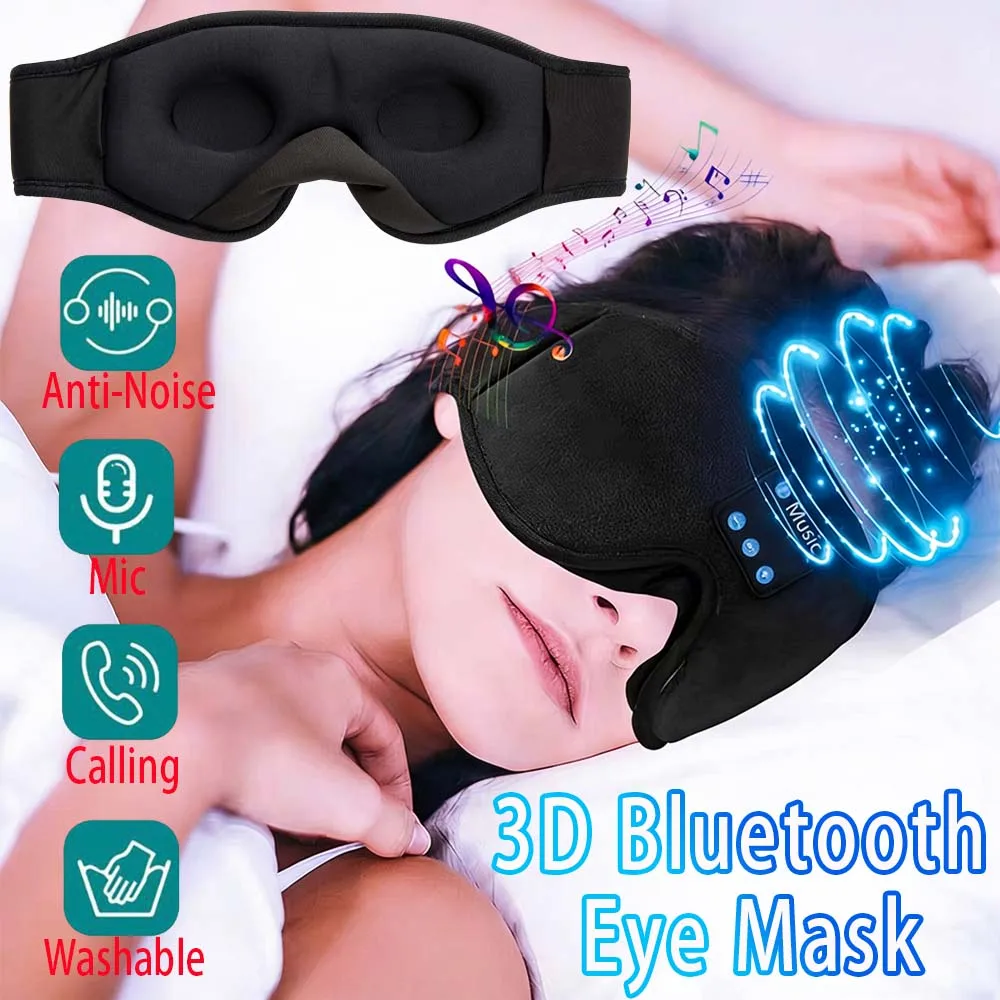 

3D Bluetooth Eye Mask Women Men Wireless Music Blackout Masks Side Sleepers Insomnia Sleeping Headphones Eyeshade Air Travel