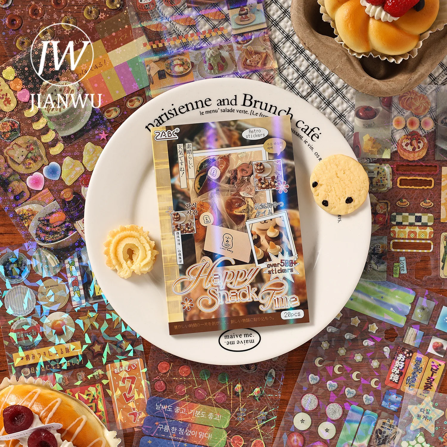 

JIANWU An Old Treasure Box Series Vintage Character Foods Landscape Material Collage PET Sticker Creative DIY Journal Stationery