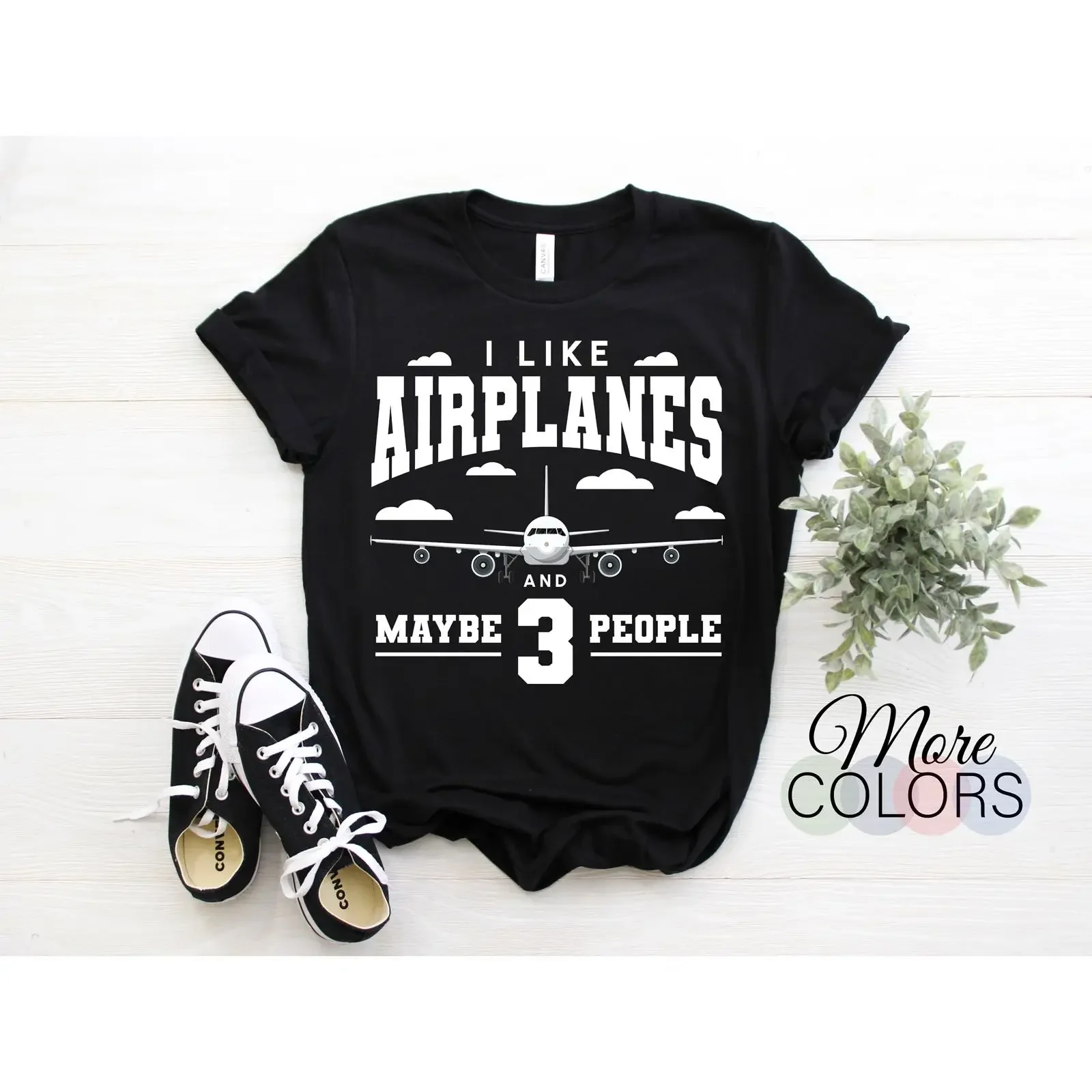I Like Airplanes And Maybe 3 People Funny Aviation Pilot Flight Instructor T Shirt vintage Washed homme Soft Versatile Casual