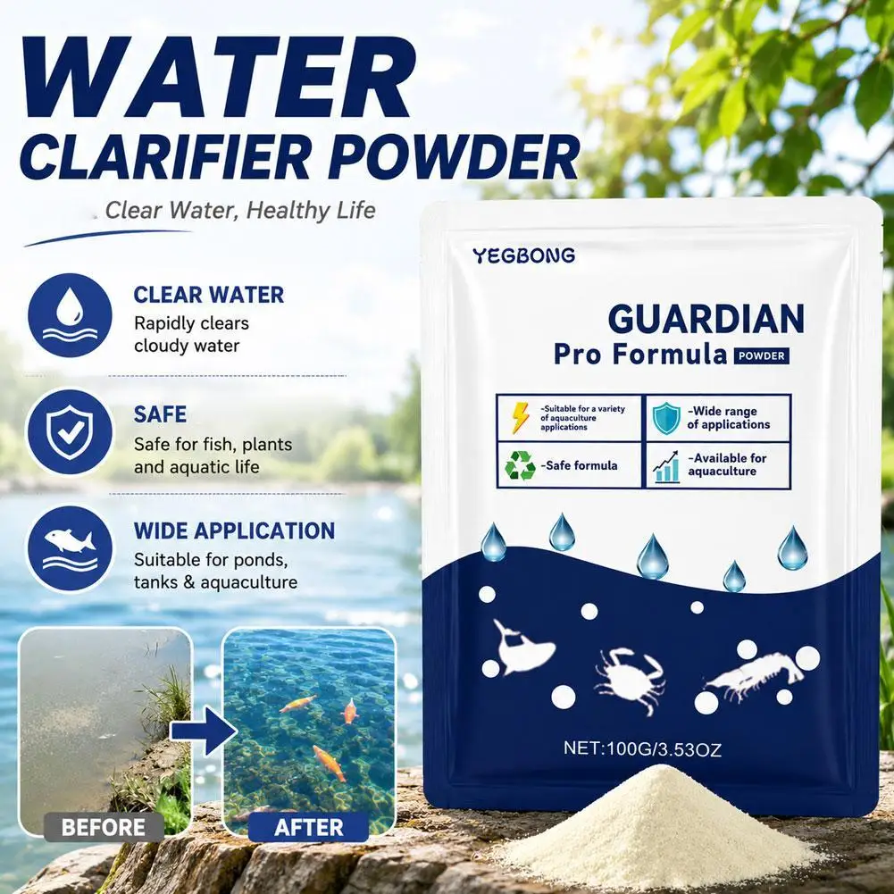Aquarium Water Purifier Powder Pond Water Clarity Treatment for Fish Shrimp Tanks Aquatic Plants Rapid Cleaning Care Agent