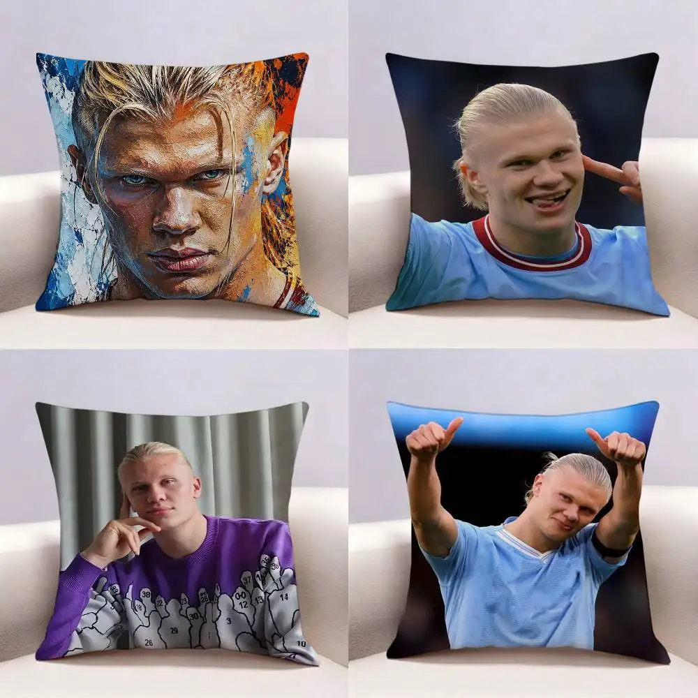 Footballer E-Erling H-Haaland  Double-sided print Pillow Case for Sofa Living Room Home office Decor Protective Cover