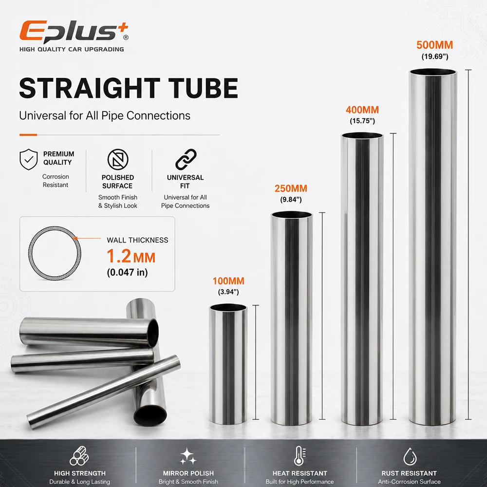 Length 100-500mm 304 Stainless Steel Straight Pipe 1.2mm Thick Universal Round Tube OD 10-89mm for Connections Metal Tube