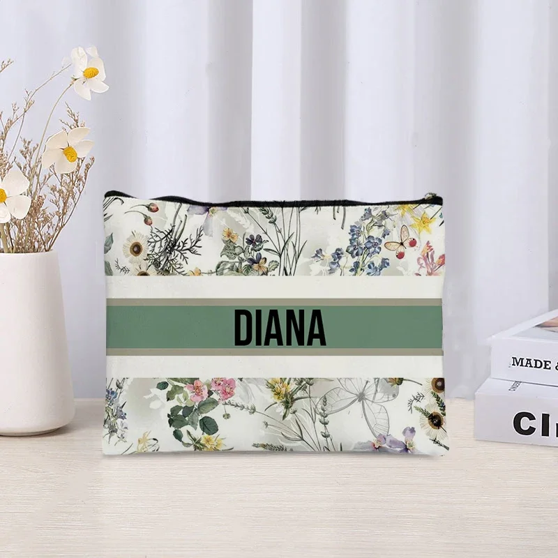

Custom Vintage Floral Name Makup Bag Travel Cosmetics Storage Organizer Women Gift Bridesmaid Handbag Toilet Side Bag for Ladies