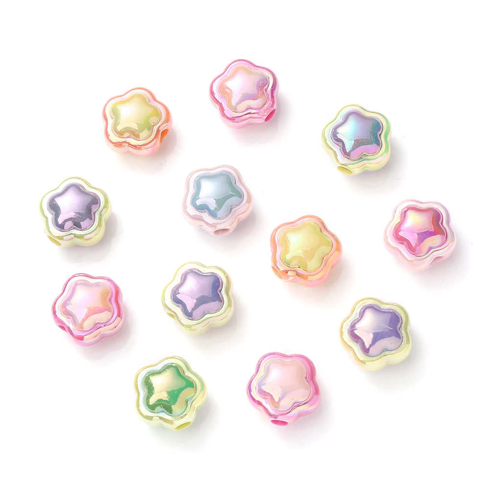 حبات أكريليك متعددة الألوان على شكل زهرة ، أب ، الخرز البؤري ، مجوهرات يدوية الصنع ، سوار سلسلة مفاتيح ، إكسسوارات مادية ، 30 ، جديد