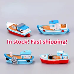 Mediterranean Fishing Boat Style Boat Micro Landscape DIY Resin Craft Boat Decoration Pirate Model Boat